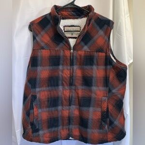 North River Outfitters Large Plaid Vest Burnt Orange Charcoal Gray Black